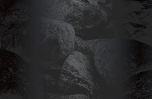 Luxury Black Metal Gradient Background With Distressed Stones, Rocks, Pebbles, Macadam Texture.