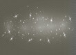 Abstract sparkling glitter texture. Shiny particle effect. Silver glittering space star dust trail of glittering particles on transparent background.
