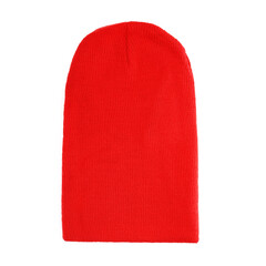 Wall Mural - Red wool hat isolated on white background. knitted hat isolated on white background. Wool beanie variant, winter beanie hat. various styles of beanie hats isolate white background. 