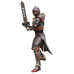 Medieval knight in armor isolated white background 3d illustration