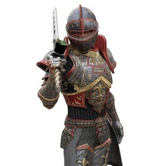 Medieval knight in armor isolated white background 3d illustration