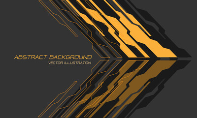 Poster - Abstract yellow circuit cyber arrow futuristic technology on grey with blank space design modern creative background vector