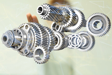 Poster - gear Technology background. Big data concept