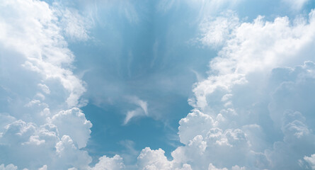 Wall Mural - beautiful blue sky and white cumulus clouds abstract background. cloudscape background. blue sky and