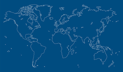 black plane map of the world on white background