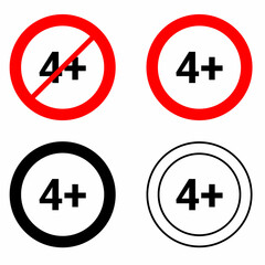 Canvas Print - 4 Four plus round sign vector illustration isolated on white background