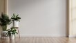 canvas print picture Plants on a wooden floor in empty white room.