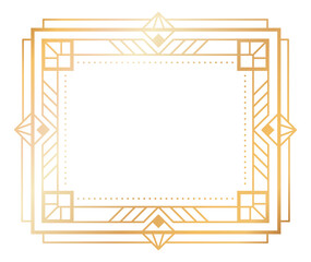 Wall Mural - Decorative golden square ornament. Geometric retro frame