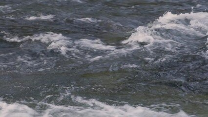 Poster - Slow motion of water stream in a mountain river close-up