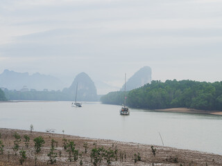 Wall Mural - Veiw of Khao Khanab Nam from port ,Krabi,Thailand