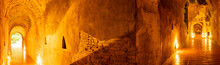 Panorama Of Ancient Tunnel At Wat Umong