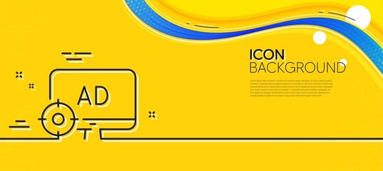 Aufkleber - Seo adblock line icon. Abstract yellow background. Search engine optimization sign. Target symbol. Minimal seo adblock line icon. Wave banner concept. Vector
