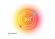 © blankstock - 360 degrees line icon. Gradient blur button with glassmorphism. Panoramic view sign. VR technology simulation symbol. Transparent glass design. 360 degrees line icon. Vector