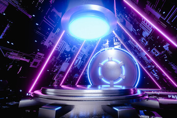 Poster - 3D Illustration. Empty futuristic podium for product presentation. 3d render