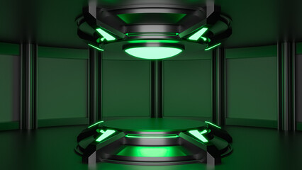 Poster - 3D Illustration. Empty futuristic podium for product presentation. 3d render