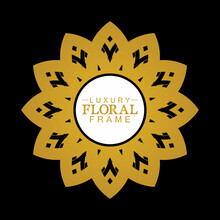 Gold Ornamental Round, Decorative Art Frame, Abstract Vector Floral Ornament Border, Porcelain Pattern Design.