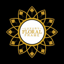Gold Ornamental Round, Decorative Art Frame, Abstract Vector Floral Ornament Border, Porcelain Pattern Design.