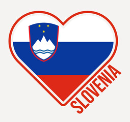 Wall Mural - Slovenia heart flag badge. Made with Love from Slovenia logo. Flag of the country heart shape. Vector illustration.