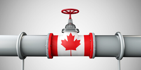 Wall Mural - Canada oil and gas fuel pipeline. Oil industry concept. 3D Rendering