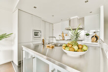 Counter With Fruits In Kitchen
