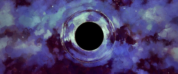 Wall Mural - Black hole watercolor illustration. Space galaxy background