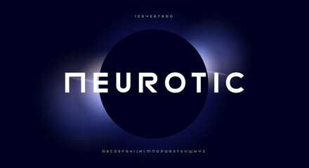 Poster - Neurotic, an Abstract technology futuristic alphabet font. digital space typography vector illustration design