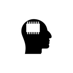 Fototapete - Chip inside Human Head icon isolated on white background