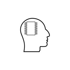 Fototapete - Chip inside Human Head icon isolated on white background