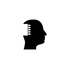 Fototapete - Chip inside Human Head icon isolated on white background