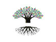 tree and roots logo with colorful leaves