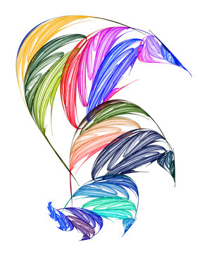 Abstract colorful plant of the original form on a white background. Graphic design element. Abstract fractal background. 3d rendering. 3d illustration.
