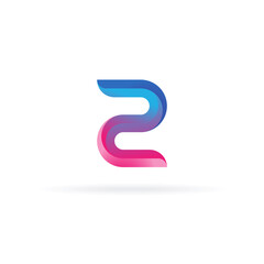 Poster - number 2, logo design template. vector illustration. pseudo 3d logotype or emblem.