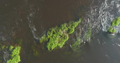 Aufkleber - Aerial view of grassy islands in the river, summer travel concept