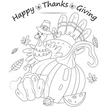Funny Thanksgiving Coloring Page For Children