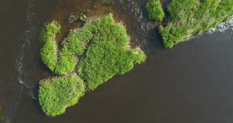 Aufkleber - Aerial view of grassy islands in the river, summer travel concept