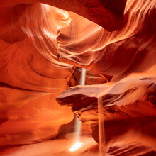 Heart And Light Beam In Famous Antelope Canyon Arizona Near Page Usa.