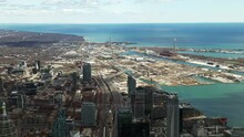 Looking East From CN Tower, Downtown, Harbour Front, Lake Ontario, Scarborough, Wide View