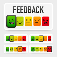 Vector Set Of Emoticons. Sad And Happy Mood Icons. Feedback Icon