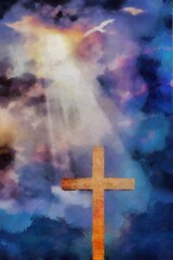 Canvas Print - Lightning strikes to the cross