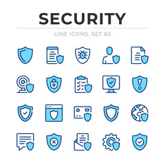 Fototapete - Security vector line icons set. Thin line design. Outline graphic elements, simple stroke symbols. Security icons