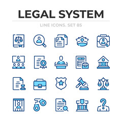 Poster - legal system vector line icons set. thin line design. outline graphic elements, simple stroke symbol