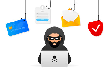 hacked, great design for any purposes. internet technology. cyber crime, hacker attack. phishing sca