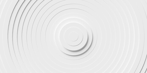 Wall Mural - Wave shaped offset white concentric rings or circles background wallpaper banner flat lay top view from above