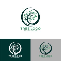 Abstract living tree logo design, roots vector - Tree of life logo design inspiration isolated on white background