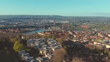 Aerial View Of Buildings Surrounding River Avon In Bristol Harbourside