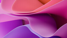Contemporary, Pink And Purple Layers With Waves. Abstract 3D Background.
