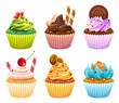 © YG Studio - Set of various colorful sweet cupcakes cartoon illustration