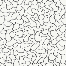 Monochrome Mosaic Grid With Undulating Cells. Pavement Puzzle Seamless Pattern. 