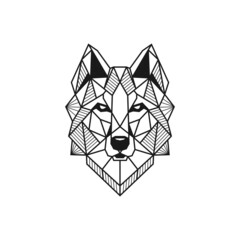 Canvas Print - Wolf head icon. Abstract triangular style. Contour for tattoo, logo, emblem and design element.