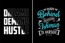 Typography tshirt design hustle and successful woman t-shirt